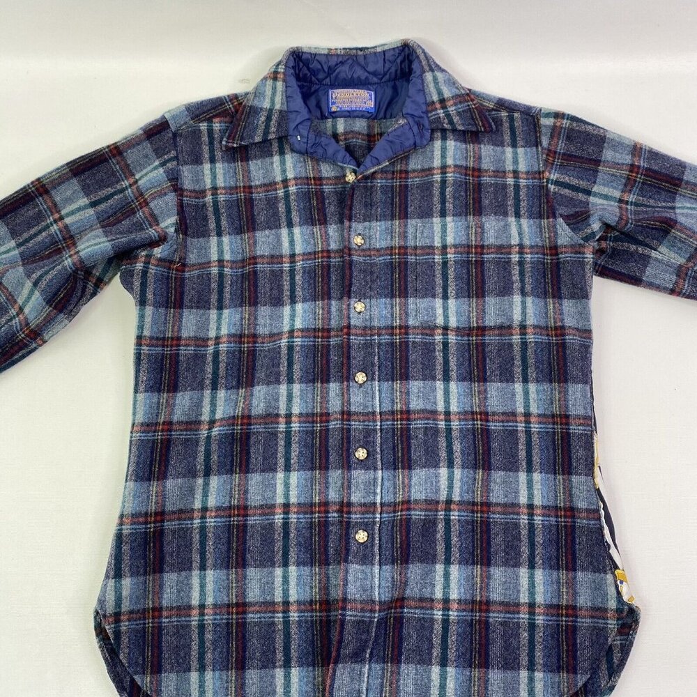 Pendleton Wool Plaid Button Down Shirt W/ Quilted… - image 3